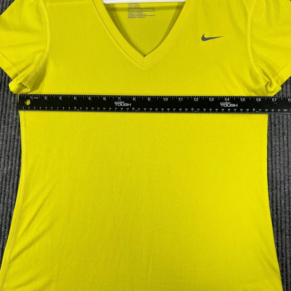 Nike Shirt Dri Fit Womens‎ Small Yellow Short Sleeve V Neck Regular Fit Gym Run